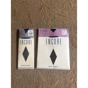 Nordstrom‎ Encore Black Hosiery Set Queen Size Pantyhose and 2 Pair Knee Highs